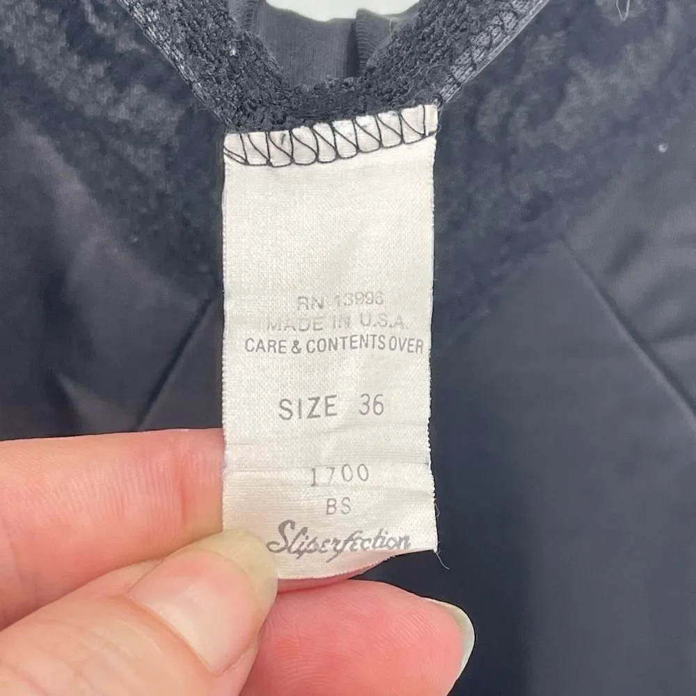 Sliperfection vintage Cami Slip Dress Lace Trim Lingerie Sleeveless Black Size 3